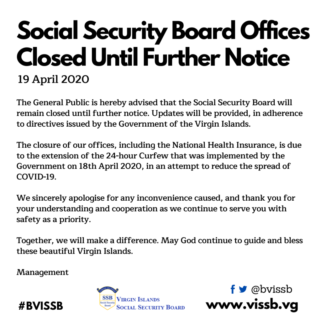 SSB Closed Notice Social Security Board